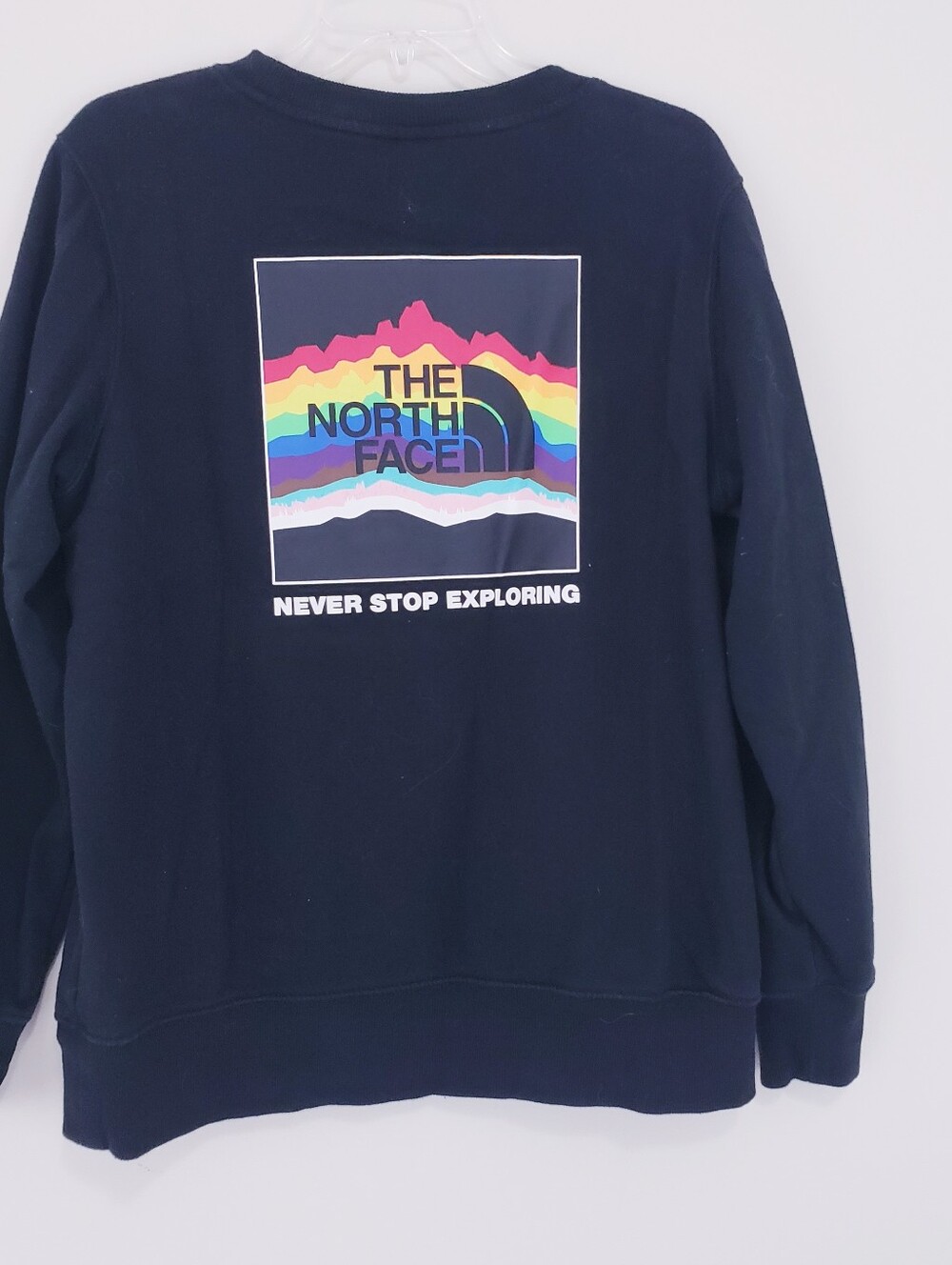 The North Face Black Crewneck Sweatshirt Crewneck Rainbow Mountain Pride Large